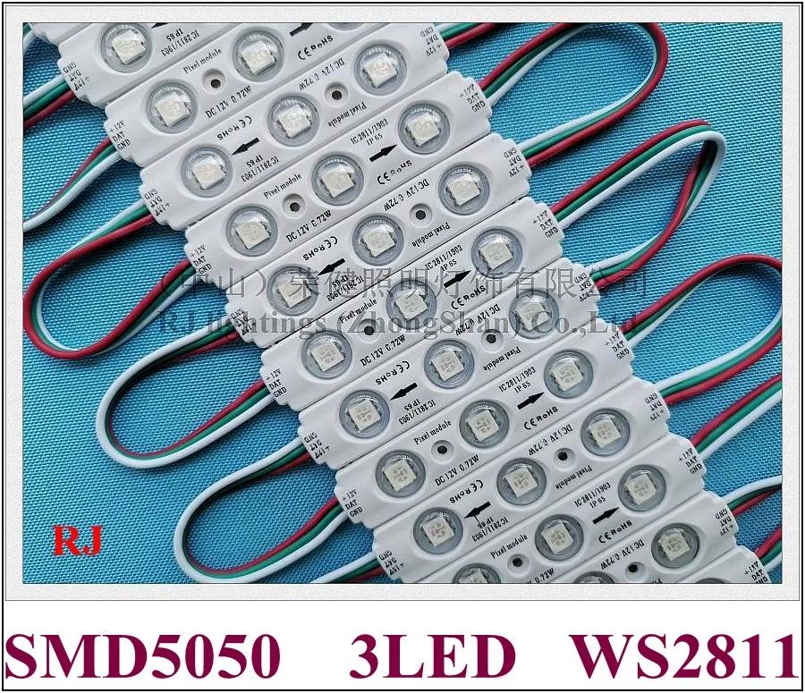 Ǯ ÷ LED  , WS 2811   LED , IC WS2811 SMD 5050 RGB DC12V, 3 LED 0.72W 70mm x 15mm x 8mm 2021